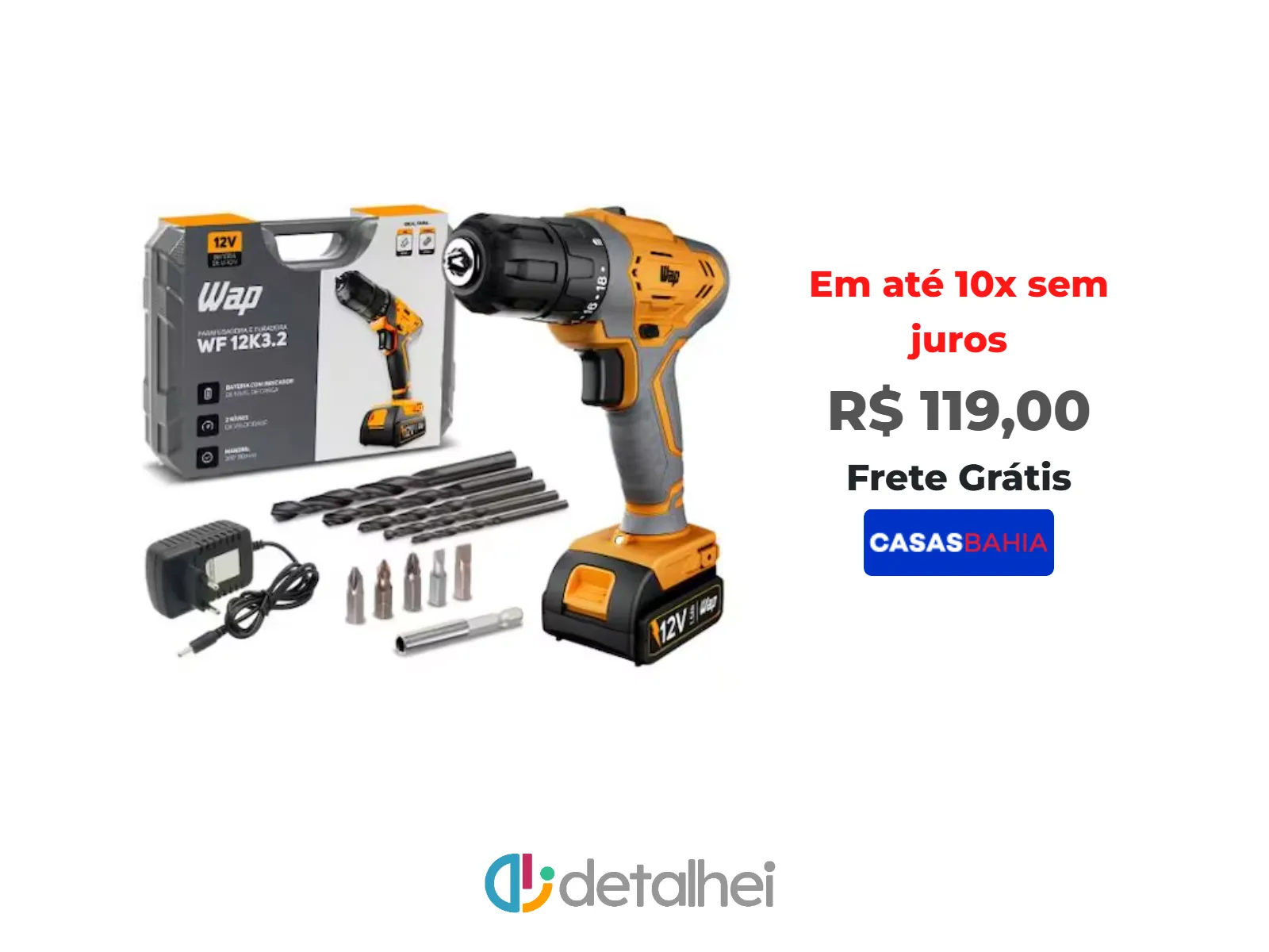 Foto do produto ❗Parafusadeira e Furadeira WAP WF12K3.2 Bateria 12V Bivolt<br/>#Casas Bahia: <a href="https://harpy.me/Q3016SWrPuCA" target="_blank" rel="nofollow">https://harpy.me/Q3016SWrPuCA</a>
