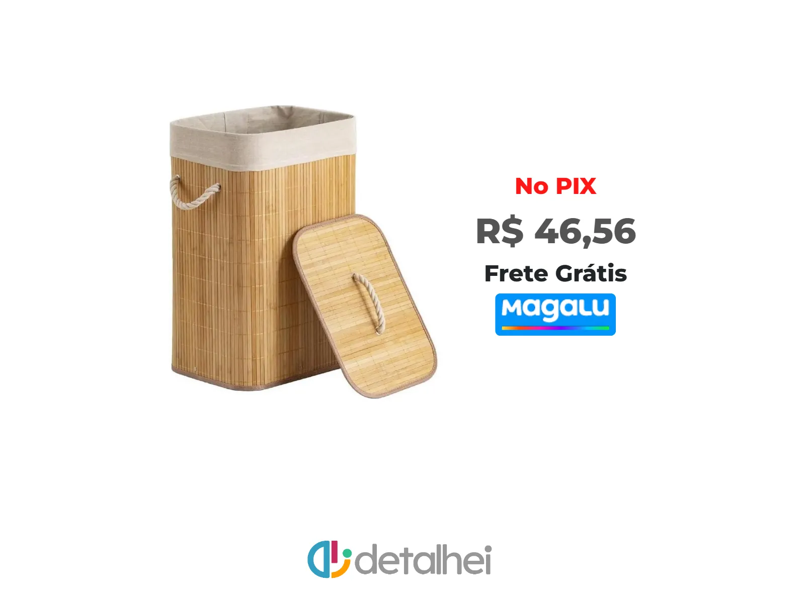 Foto do produto ❗Cesto de roupa suja de bambu com tampa e alças 50 litros organizador lavanderia brinquedos - KONTUZ HOME<br/>#Magazine Luiza: <a href="https://harpy.me/pR5uvruysIYG" target="_blank" rel="nofollow">https://harpy.me/pR5uvruysIYG</a>