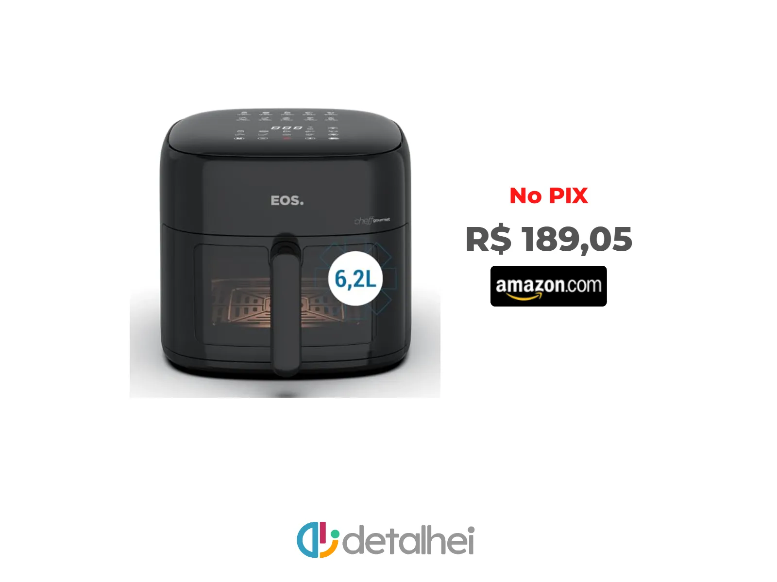 Foto do produto ❗Fritadeira Sem Óleo Air Fryer Eos Chef Gourmet 6.2 Litros Compacta Digital Preto Eaf60p 110v<br/>#Amazon: <a href="https://harpy.me/C8g4bE1UdR4l" target="_blank" rel="nofollow">https://harpy.me/C8g4bE1UdR4l</a>