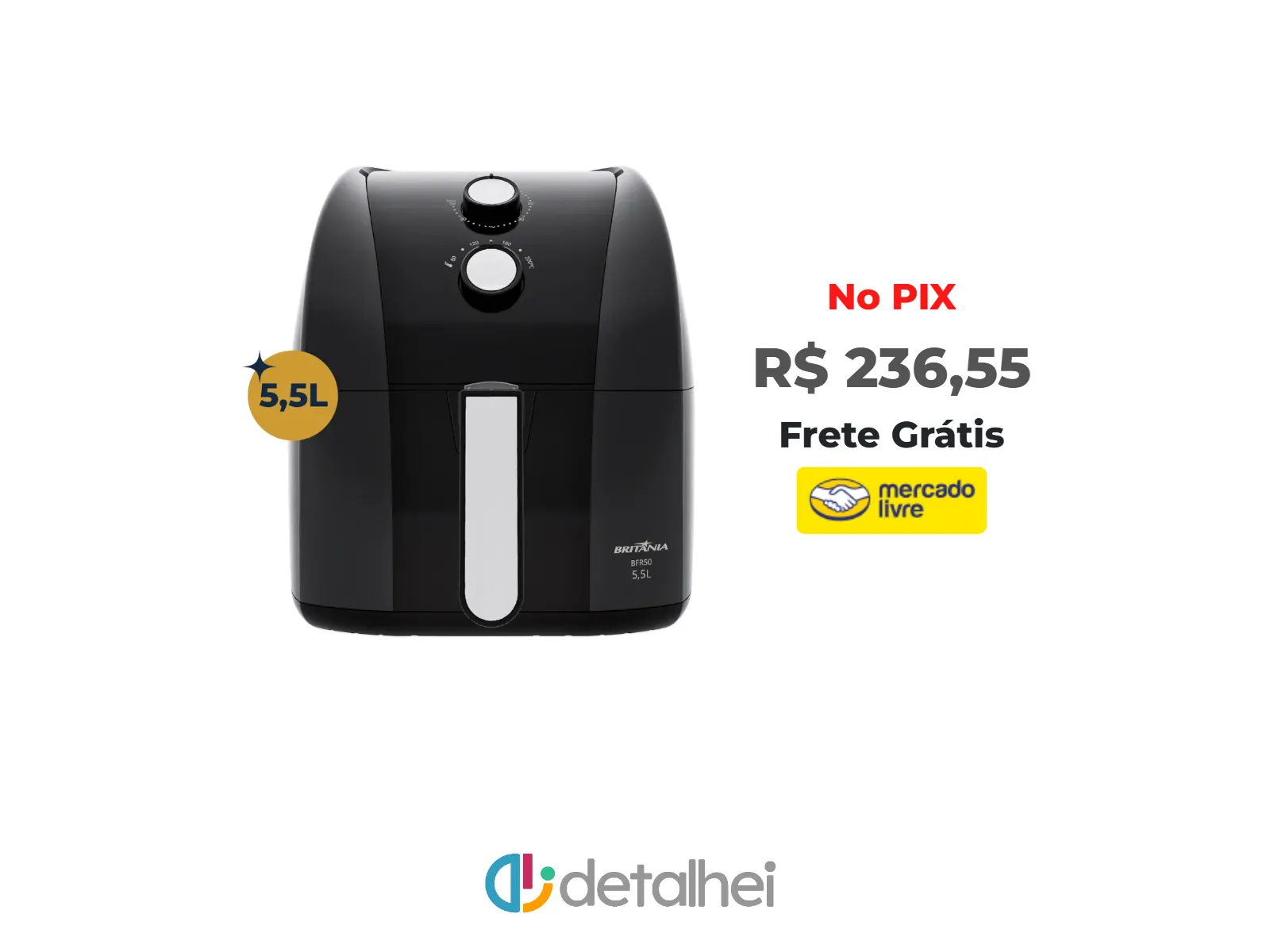 Foto do produto ❗Air Fryer Britânia 5,5L 1500W Antiaderente Redstone BFR50<br/>#Mercado Livre: <a href="https://harpy.me/UcoQ9pJK89NZ" target="_blank" rel="nofollow">https://harpy.me/UcoQ9pJK89NZ</a>
