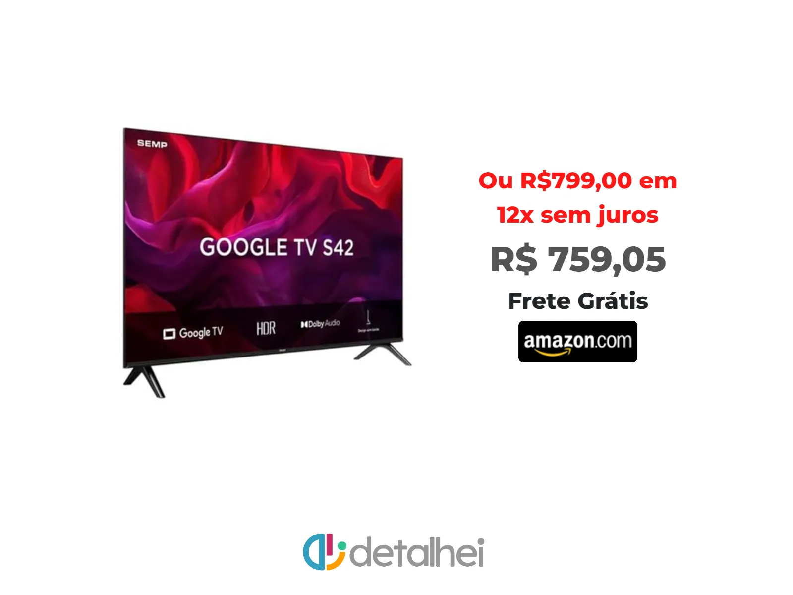 Foto do produto ❗SEMP SMART TV 32” 32S42 HD GOOGLE TV<br/>#Amazon: <a href="https://harpy.me/5zo8lLEdZco7" target="_blank" rel="nofollow">https://harpy.me/5zo8lLEdZco7</a>