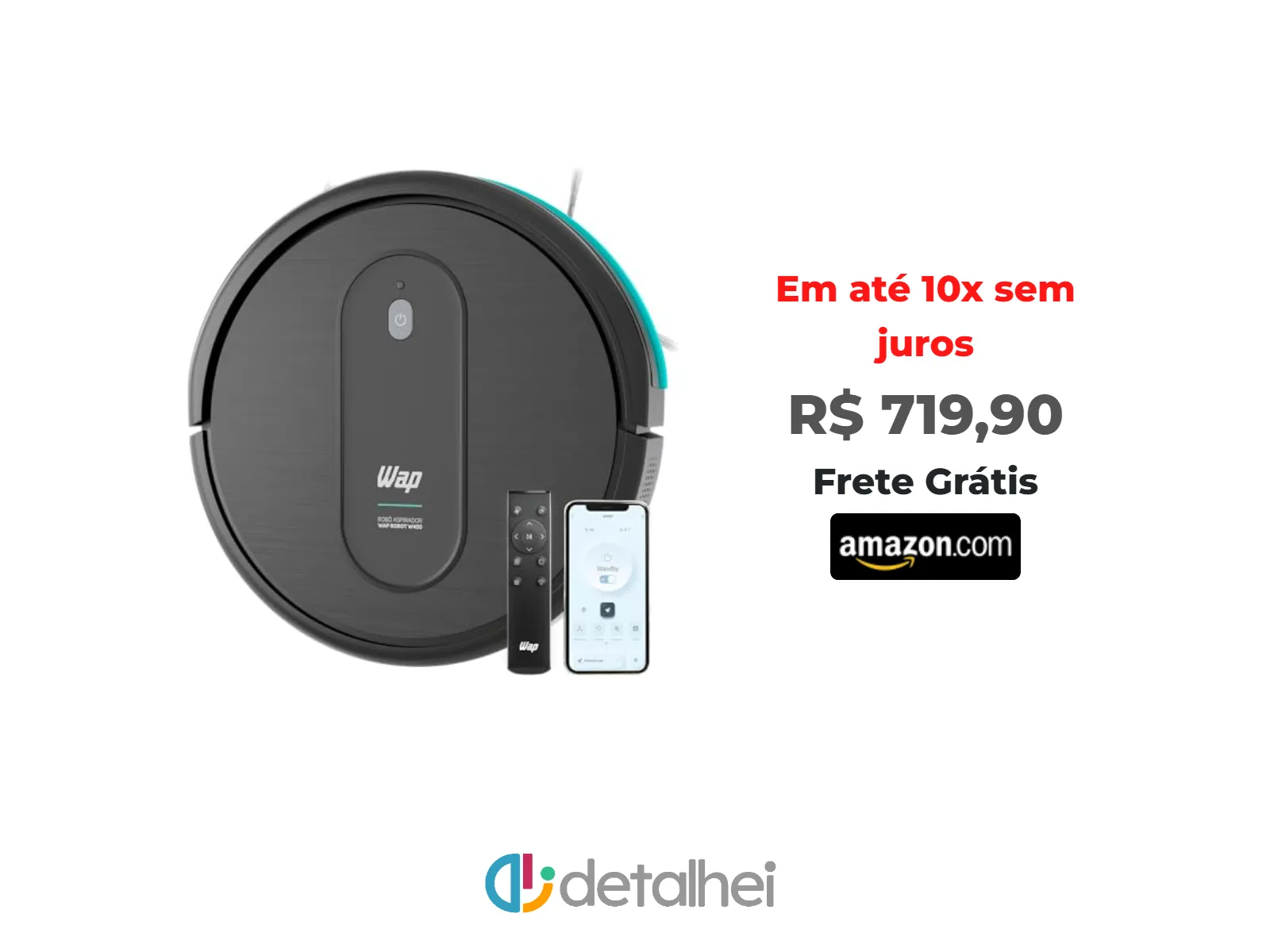 Foto do produto ❗WAP Aspirador de Pó Robô ROBOT W400 3 em 1, Automático, 300ml, Compatível com Assistentes de Voz, 30W 10,8VDC Bivolt<br/>#Amazon: <a href="https://harpy.me/8YP67-TUFPs3" target="_blank" rel="nofollow">https://harpy.me/8YP67-TUFPs3</a>