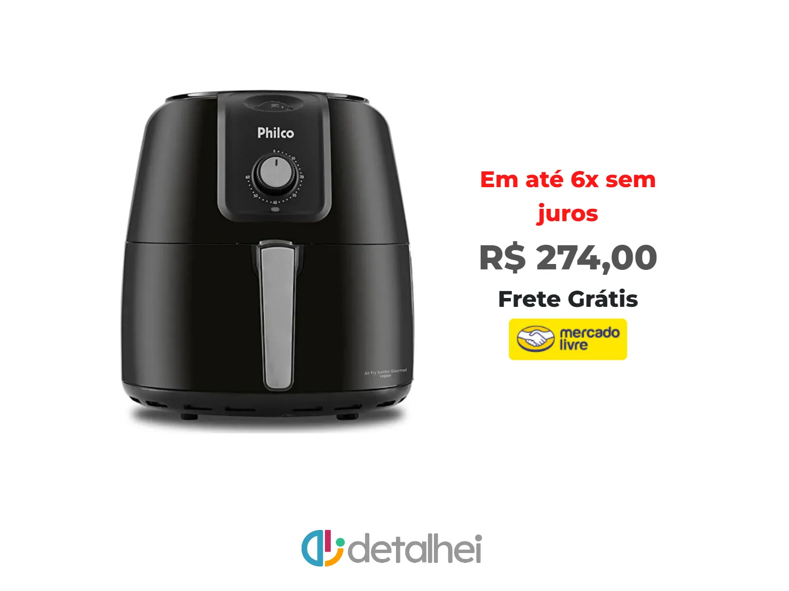 Foto do produto ❗Fritadeira Air Fryer Philco 8,1L Sem Óleo PFR13P<br/>#Mercado Livre: <a href="https://harpy.me/SnzZOb3ow312" target="_blank" rel="nofollow">https://harpy.me/SnzZOb3ow312</a>