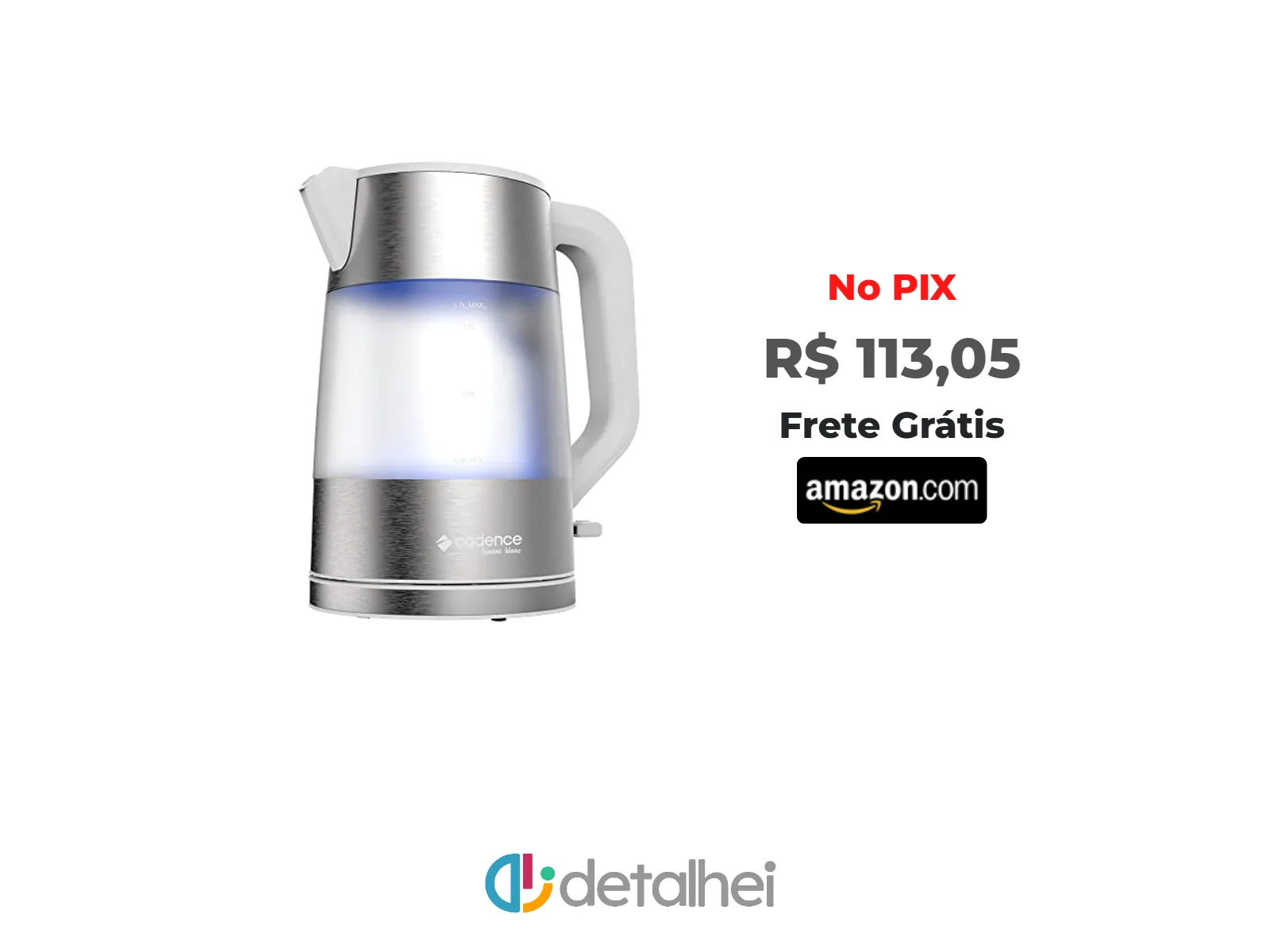 Foto do produto ❗Chaleira Elétrica Cadence Lumini Blanc, 110V, Branca, 1,7L, CEL306<br/>#Amazon: <a href="https://harpy.me/_7EKD-elsP2N" target="_blank" rel="nofollow">https://harpy.me/_7EKD-elsP2N</a>