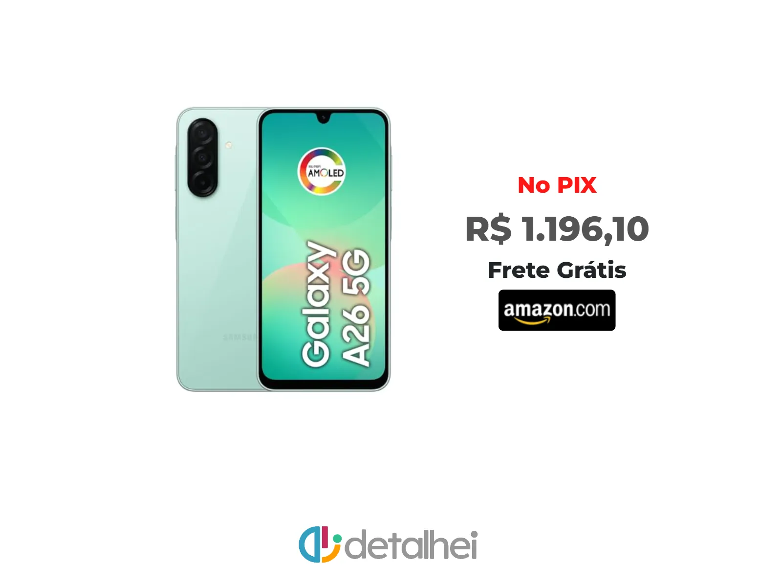 Foto do produto ❗Samsung Celular Galaxy A26 5G 256GB, 8GB RAM, Câmera de 50MP, IP67, Tela Super AMOLED 6.7", NFC (Verde)<br/>#Amazon: <a href="https://harpy.me/cxijodPwQPST" target="_blank" rel="nofollow">https://harpy.me/cxijodPwQPST</a>