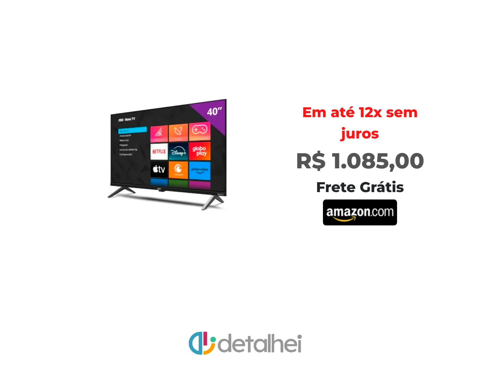 Foto do produto ❗Smart TV 40" AOC Roku TV DLED Full HD 40S5045/78G - Bivolt<br/>#Amazon: <a href="https://harpy.me/ZeJPEYjgZ88G" target="_blank" rel="nofollow">https://harpy.me/ZeJPEYjgZ88G</a>