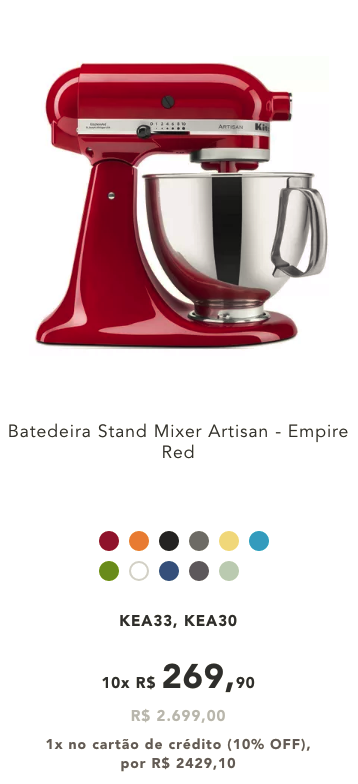  batedeira KitchenAid Stand Mixer Vermelha