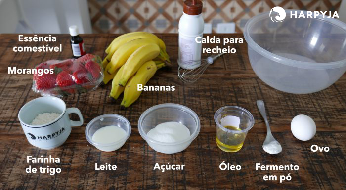 Ingredientes do bolo