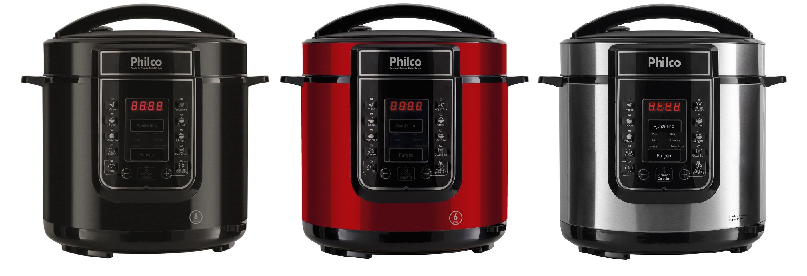 Cores da Panela de Pressão Elétrica Philco Digital 6L