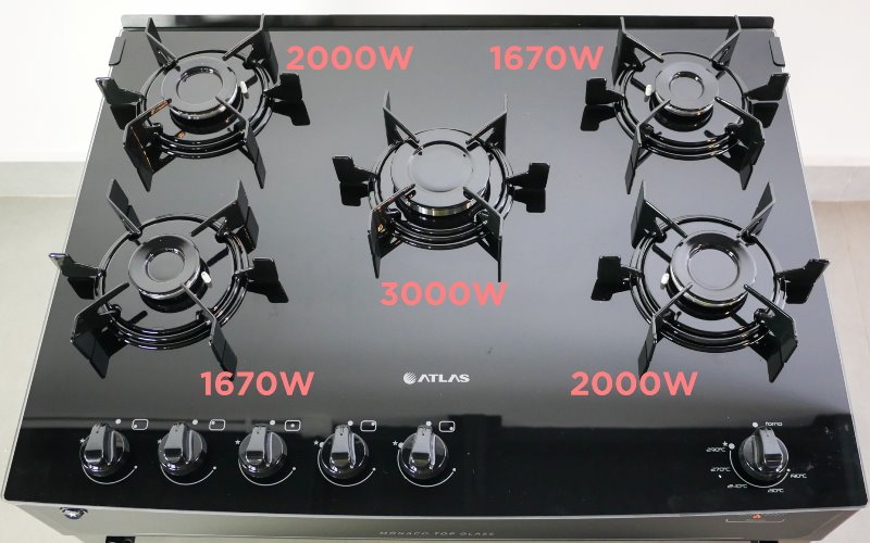 Atlas Mônaco Top Glass 5 bocas - Imagem sobre qeimadores small