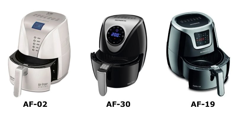 alguns modelos de air fryer mondial