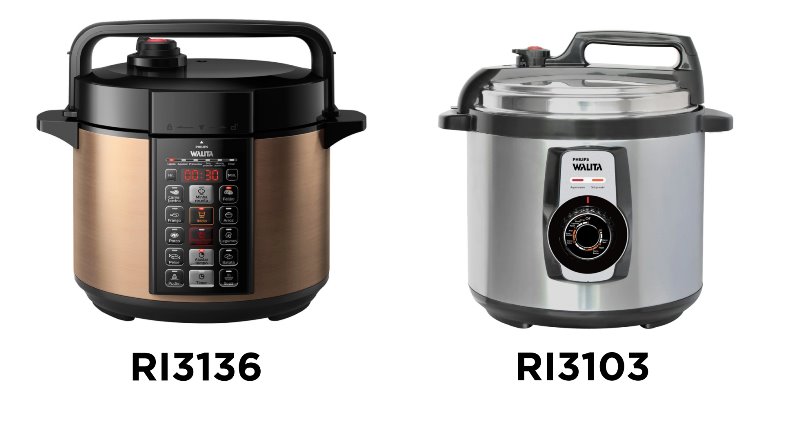 duas versões da panela de pressão da philips walita