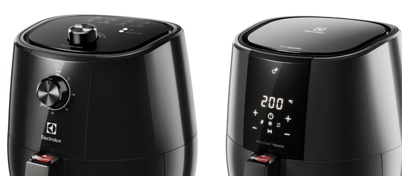 diferenca do painel frontal da Air Fryer Electrolux EAF10 e EAF20