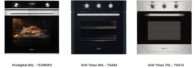 Comparação com o Forno Elétrico de Embutir Midea ProTouch TCT80P