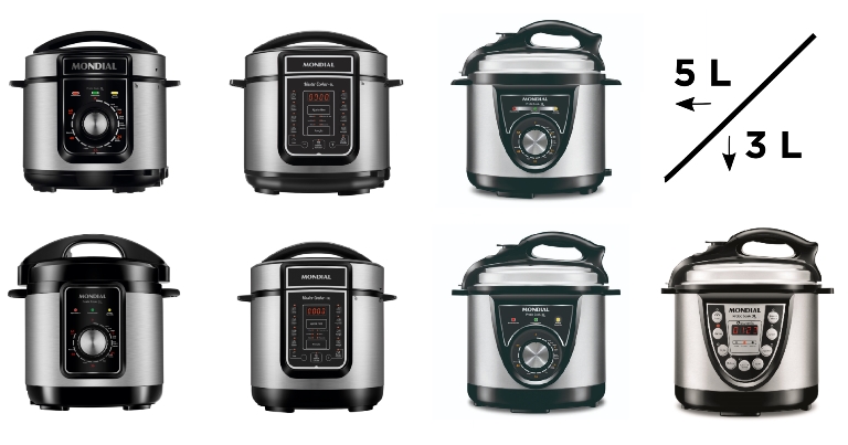 Modelos da Panela de Pressão Elétrica Mondial Master Cooker 5L