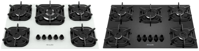 Cooktop Mueller de 5 bocas preta e branca