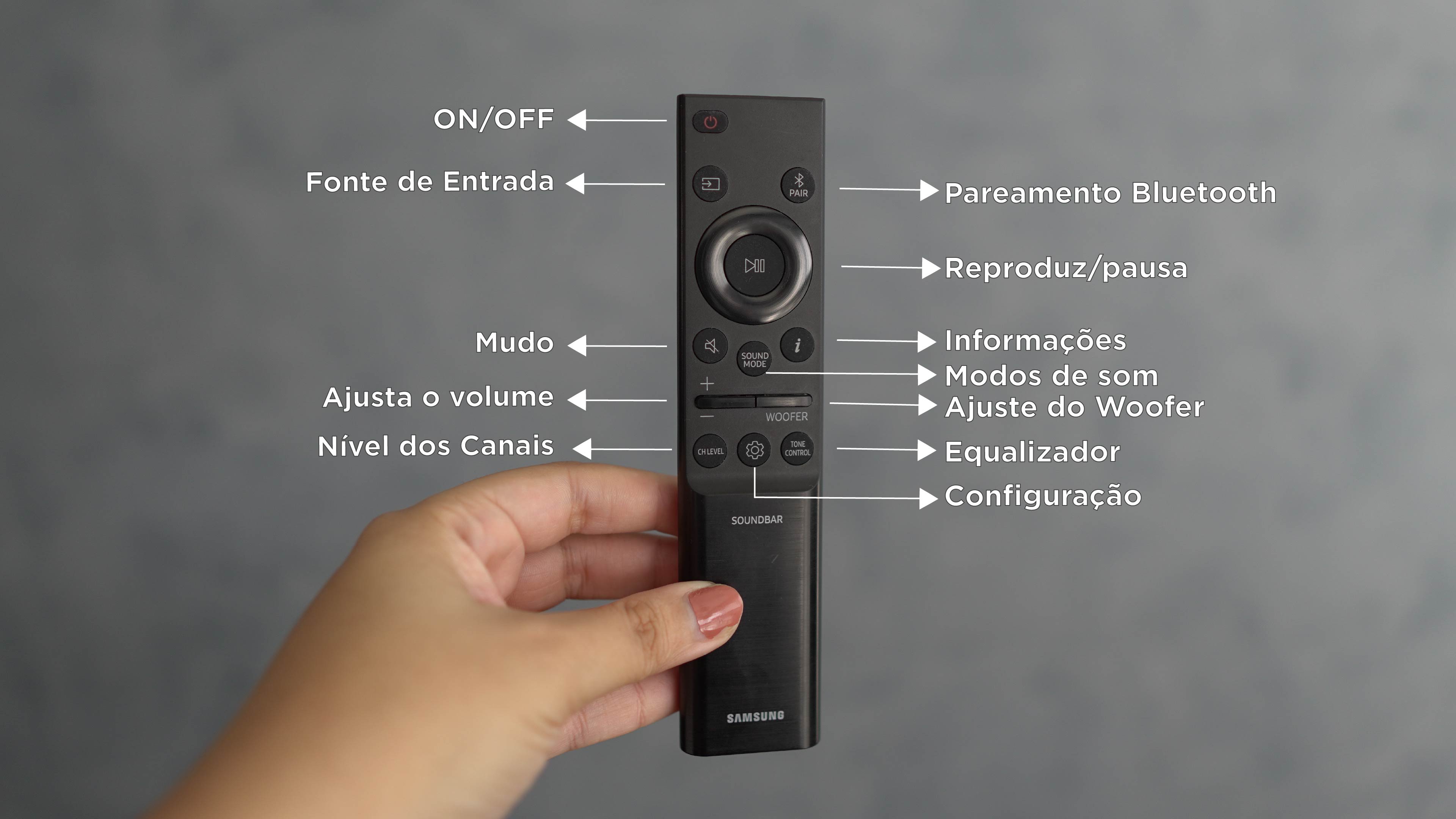 Controle da soundbar samsung q990f
