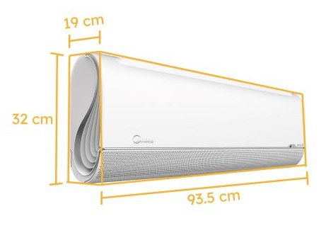 Midea Inverter AirStill Quente e Frio - Imagem sobre cotas int_Prancheta 1
